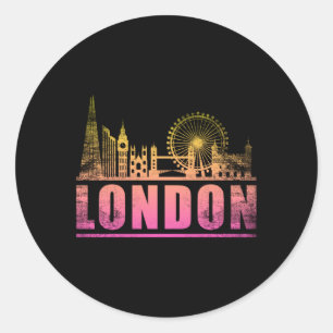 Londen Engeland City Skyline Cityscape Grappig ges Ronde Sticker