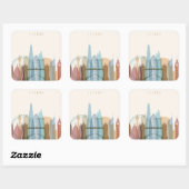 Londen, Engeland | City Skyline Vierkante Sticker (Vel)