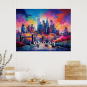 Londen Engeland Kleurrijke Abstracte Kunst Poster (Keuken)