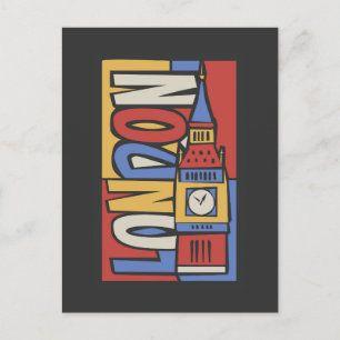 Londen, Engeland   Levendig ontwerp Briefkaart