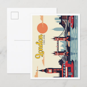 Londen Engeland Pop Art Travel Illustration Briefkaart