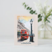  Londen Engeland Red Bus Travel Briefkaart (Staand voorkant)
