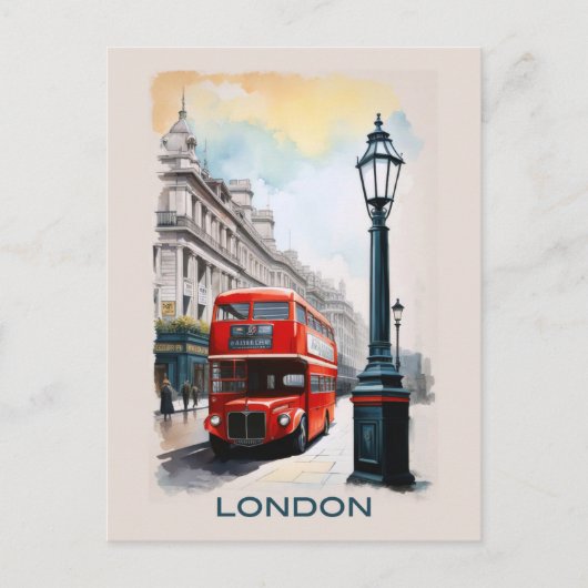  Londen Engeland Red Bus Travel Briefkaart (Voorkant)
