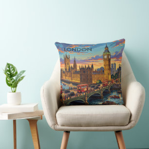 Londen Engeland Reis Kunst Vintage Kussen