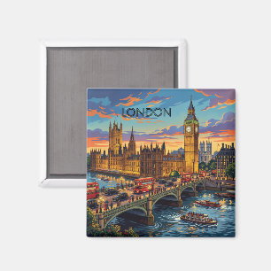 Londen Engeland Reis Kunst Vintage Magneet