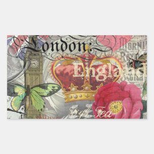 Londen Engeland Reizen Vintage Europa Kunst Rechthoekige Sticker