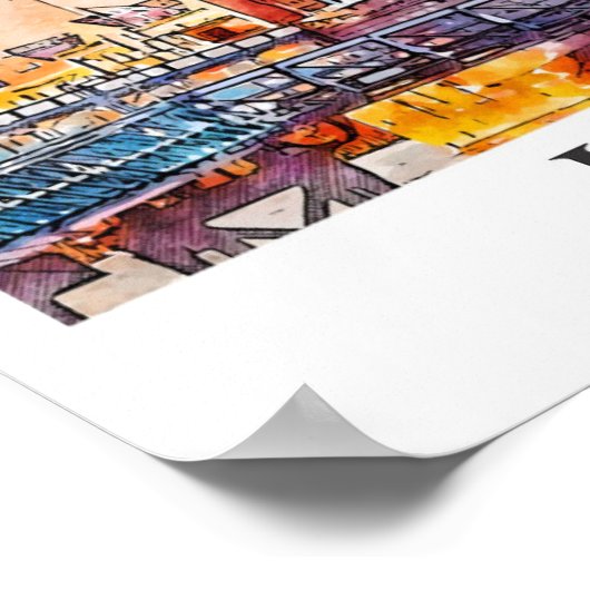 Londen Engeland Reizen Waterverf Hand getekend Poster (Hoek)