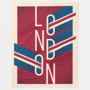 Londen, Engeland   Retro geïllustreerde Typografie Fleece Deken