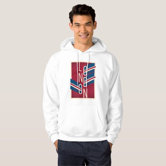 Londen, Engeland | Retro geïllustreerde Typografie Hoodie (Voorkant volledig)