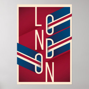 Londen, Engeland Retro geïllustreerde Typografie Poster