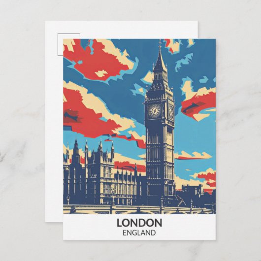Londen Engeland Retro Kunstwerk Reizen Briefkaart (Voorkant / Achterkant)