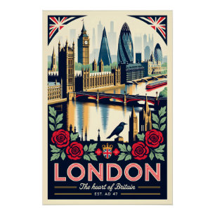 Londen Engeland Retro Reisposter Kunst Perfect Poster