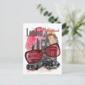 Londen Engeland Retro Travel Art welkom Briefkaart (Staand voorkant)