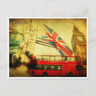 Londen Engeland Retro Travel Art welkom Briefkaart