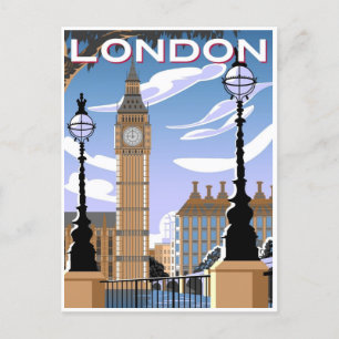 Londen Engeland Retro Travel Art  welkom Briefkaart