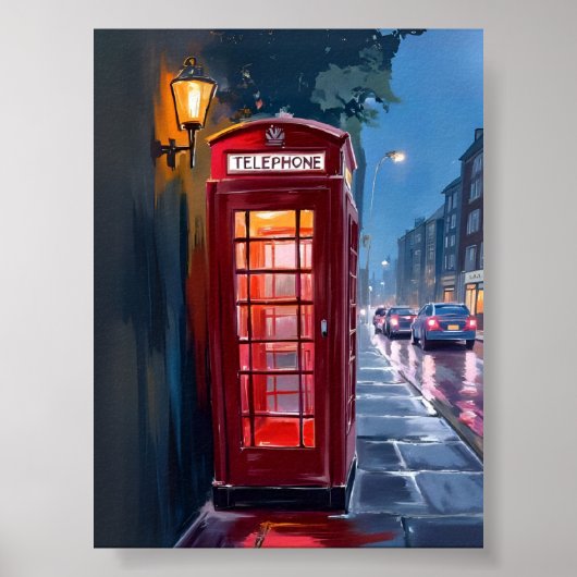 Londen Engeland Rode Telefoon Booth Travel Art Poster (Voorkant)