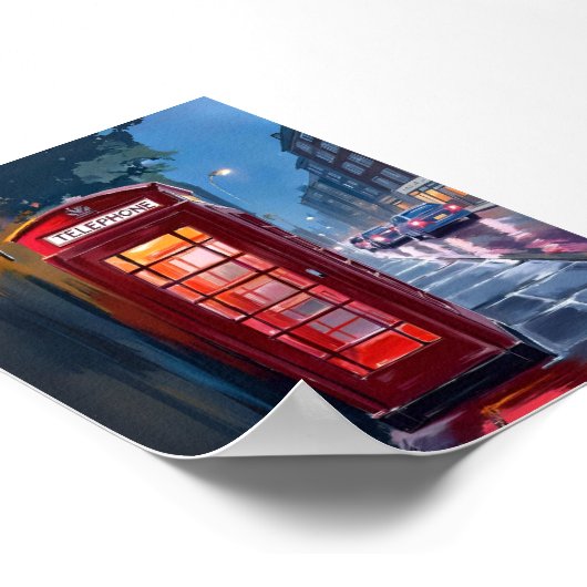 Londen Engeland Rode Telefoon Booth Travel Art Poster (Hoek)