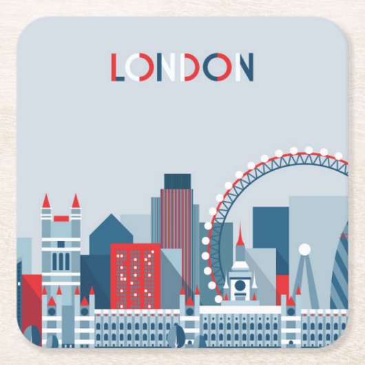 Londen, Engeland | Rode, witte en blauwe skies Vierkante Kartonnen Onderzetter (Voorkant)