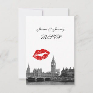 Londen Engeland Silhouet Kus BW RSVP #2 Kaartje