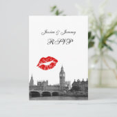 Londen Engeland Silhouet Kus BW RSVP #2 Kaartje (Staand voorkant)