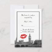 Londen Engeland Silhouet Kus BW RSVP #2 Kaartje (Achterkant)