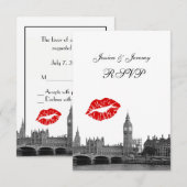 Londen Engeland Silhouet Kus BW RSVP #2 Kaartje (Voorkant / Achterkant)