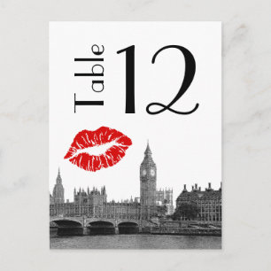 Londen Engeland Silhouette Kus BW Tafel Nummerkaar Briefkaart