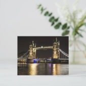 Londen Engeland Skyline Night Briefkaart Bridge (Staand voorkant)