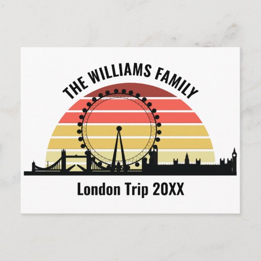 Londen Engeland Sunset Custom Family Trip Briefkaart (Voorkant)