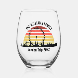 Londen Engeland Sunset Custom Family Trip Wijnglas Zonder Voet