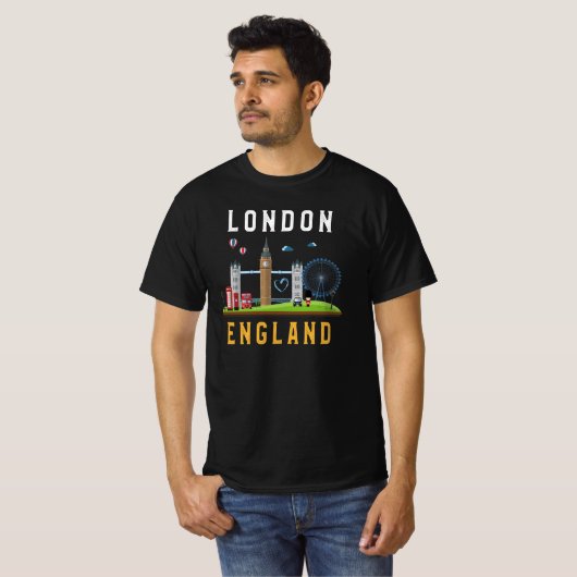 Londen Engeland T-Shirt UK Lovers Brits Souvenir (Voorkant volledig)