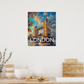 Londen Engeland Tower Bridge Reisposter Poster (Keuken)