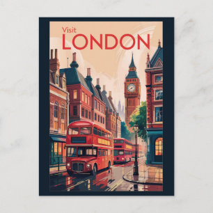 Londen Engeland Travel Art Vintage Briefkaart