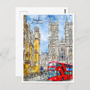 Londen Engeland Travel Place Waterverf Briefkaart
