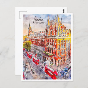 Londen Engeland Travel Place Waterverf Briefkaart