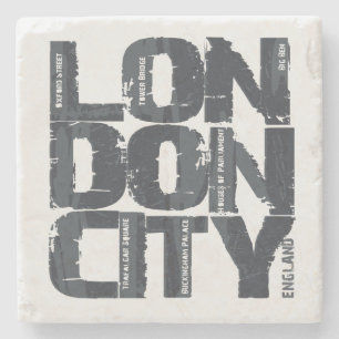 Londen, Engeland Typografie Stenen Onderzetter