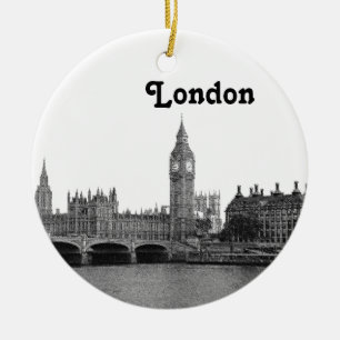 Londen Engeland UK Silhouet Gegraveerd Keramisch Ornament
