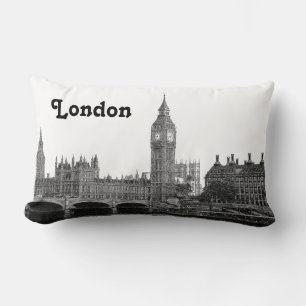 Londen Engeland UK Silhouet Gegraveerd Kussen