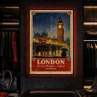 Londen Engeland Vintage Reisposter – Retro Wanddec Poster