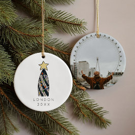 Londen Gherkin Tower Retro Kerstboom Foto Keramisch Ornament