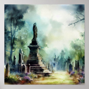Londen-Highland Cemetery (D), Waterverf Poster