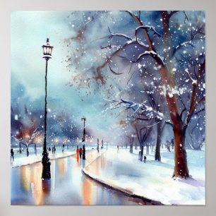 Londen-Hyde Park in de Winter (A), Waterverf Poster