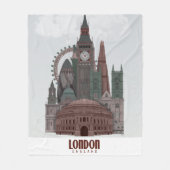 Londen in Clouds Red en Green Fleece Deken (Voorkant)
