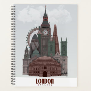 Londen in Clouds Red en Green Planner
