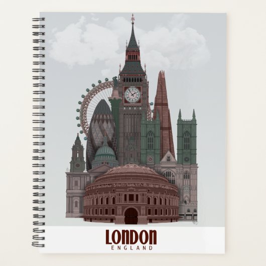 Londen in Clouds Red en Green Planner (Voorkant)