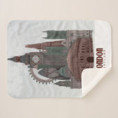 Londen in Clouds Red en Green Sherpa Deken (Voorkant (horizontaal))