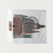 Londen in Clouds Red en Green Wandkleed (Voorkant (horizontaal))