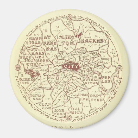 Londen Kaart Magnet Magneet (Voorkant)