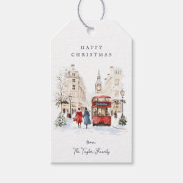 Londen Kerstwatervlek Stadsscene Cadeaulabel