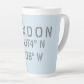 Londen Latitude & Lengtegraad Latte Mok (Rechterhoek)